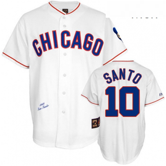 Mens Mitchell and Ness Chicago Cubs 10 Ron Santo Authentic White