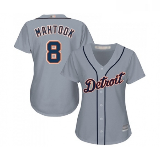 Womens Detroit Tigers 8 Mikie Mahtook Authentic Grey Road Cool Base Baseball Jersey