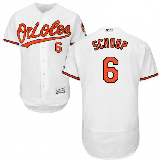 Mens Majestic Baltimore Orioles 6 Jonathan Schoop White Home Flex Base Authentic Collection MLB Jers