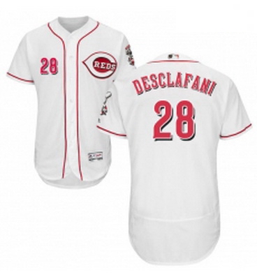 Mens Majestic Cincinnati Reds 28 Anthony DeSclafani White Home Flex Base Authentic Collection MLB Je