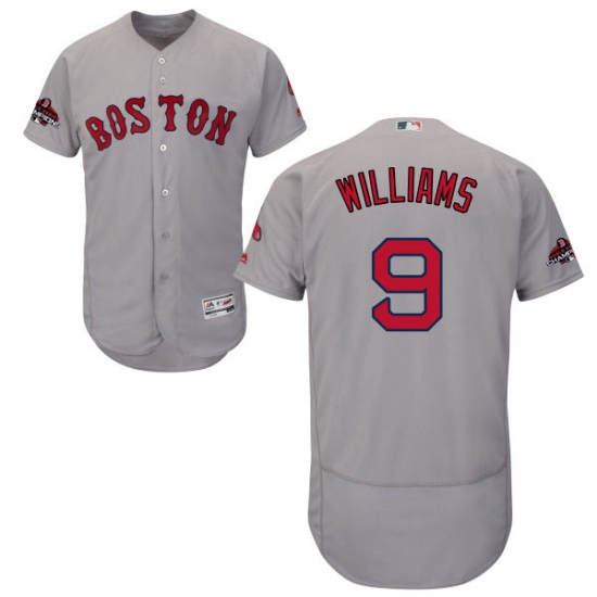 Mens Majestic Boston Red Sox 9 Ted Williams Grey Road Flex Base Authentic Collection 2018 World Seri