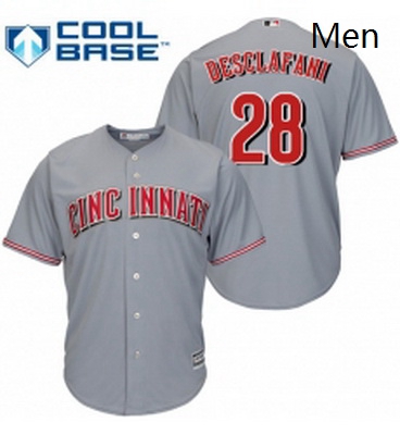 Mens Majestic Cincinnati Reds 28 Anthony DeSclafani Replica Grey Road Cool Base MLB Jersey