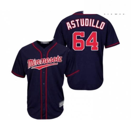 Mens Minnesota Twins 64 Willians Astudillo Replica Navy Blue Alternate Road Cool Base Baseball Jerse