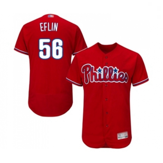 Mens Philadelphia Phillies 56 Zach Eflin Red Alternate Flex Base Authentic Collection Baseball Jerse