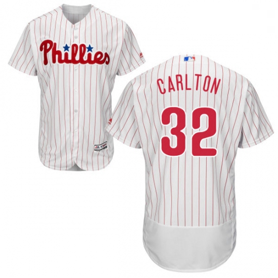 Mens Majestic Philadelphia Phillies 32 Steve Carlton White Home Flex Base Authentic Collection MLB J