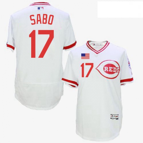 Mens Majestic Cincinnati Reds 17 Chris Sabo White Flexbase Authentic Collection Cooperstown MLB Jers