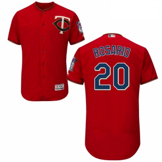 Mens Majestic Minnesota Twins 20 Eddie Rosario Authentic Scarlet Alternate Flex Base Authentic Colle