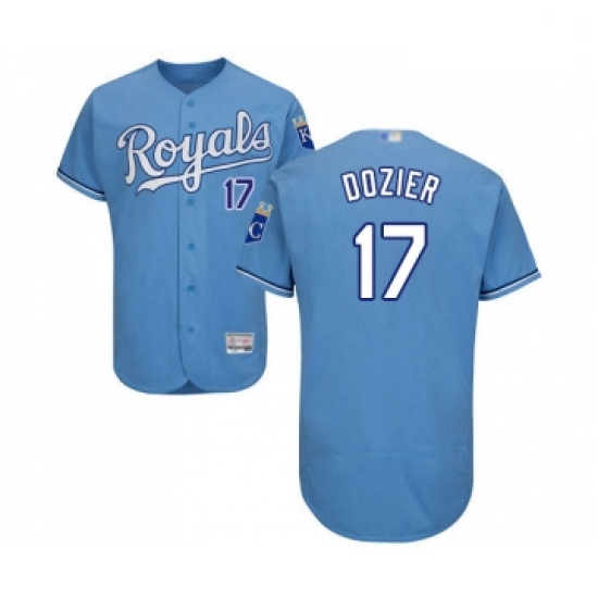 Mens Kansas City Royals 17 Hunter Dozier Light Blue Alternate Flex Base Authentic Collection Basebal