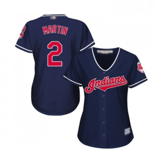 Womens Cleveland Indians 2 Leonys Martin Replica Navy Blue Alternate 1 Cool Base Baseball Jersey