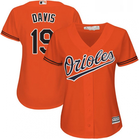 Womens Majestic Baltimore Orioles 19 Chris Davis Authentic Orange Alternate Cool Base MLB Jersey