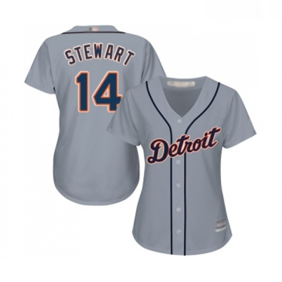 Womens Detroit Tigers 14 Christin Stewart Replica Grey Road Cool Base Baseball Jersey