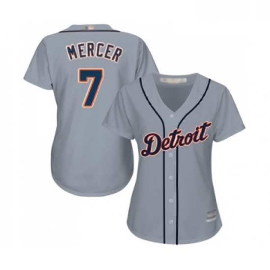 Womens Detroit Tigers 7 Jordy Mercer Replica Grey Road Cool Base Baseball Jersey