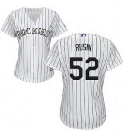 Womens Majestic Colorado Rockies 52 Chris Rusin Replica White Home Cool Base MLB Jersey