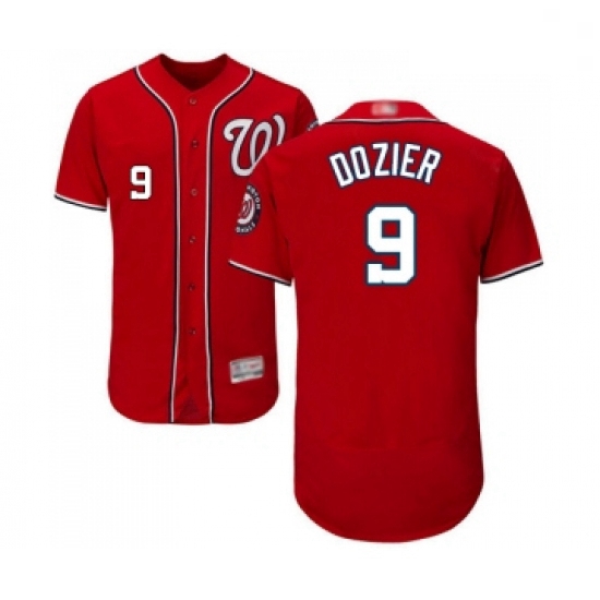 Mens Washington Nationals 9 Brian Dozier Red Alternate Flex Base Authentic Collection Baseball Jerse