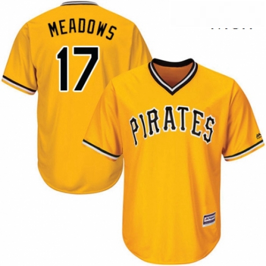 Mens Majestic Pittsburgh Pirates 17 Austin Meadows Replica Gold Alternate Cool Base MLB Jersey