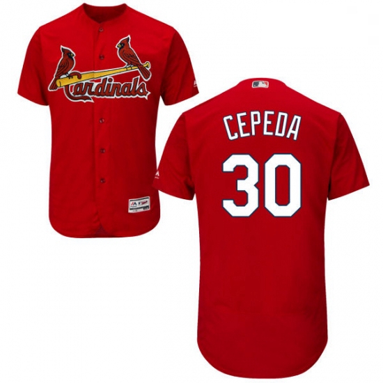 Mens Majestic St Louis Cardinals 30 Orlando Cepeda Red Alternate Flex Base Authentic Collection MLB 