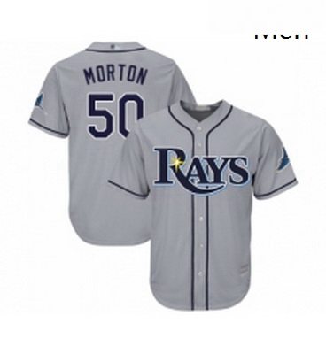 Mens Tampa Bay Rays 50 Charlie Morton Replica Grey Road Cool Base Baseball Jersey