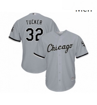 Mens Chicago White Sox 32 Preston Tucker Replica Grey Road Cool Base Baseball Jersey