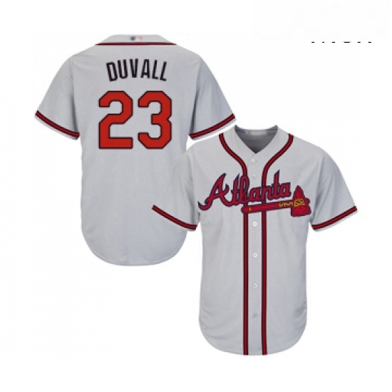 Mens Atlanta Braves 23 Adam Duvall Replica Grey Road Cool Base Baseball Jersey