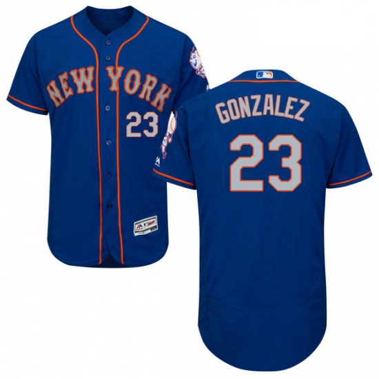 Mens Majestic New York Mets 23 Adrian Gonzalez RoyalGray Alternate Flex Base Authentic Collection ML