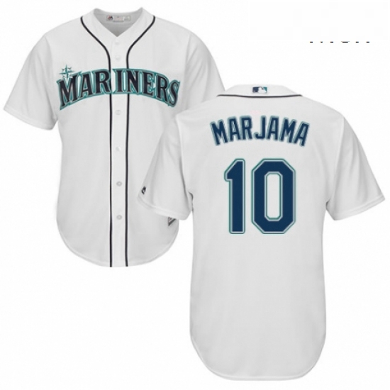 Mens Majestic Seattle Mariners 10 Mike Marjama Replica White Home Cool Base MLB Jersey