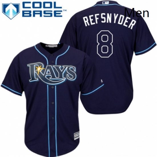 Mens Majestic Tampa Bay Rays 8 Rob Refsnyder Replica Navy Blue Alternate Cool Base MLB Jersey