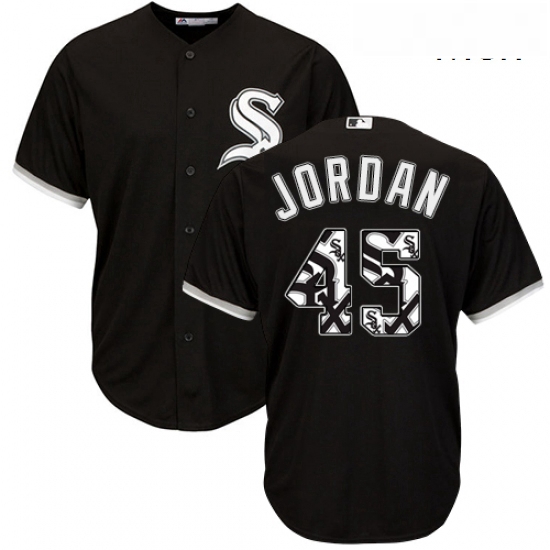 Mens Majestic Chicago White Sox 45 Michael Jordan Authentic Black Team Logo Fashion Cool Base MLB Je