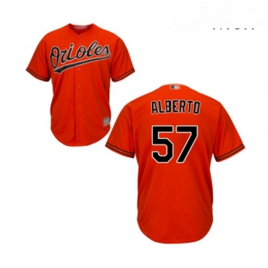 Mens Baltimore Orioles 57 Hanser Alberto Replica Orange Alternate Cool Base Baseball Jersey