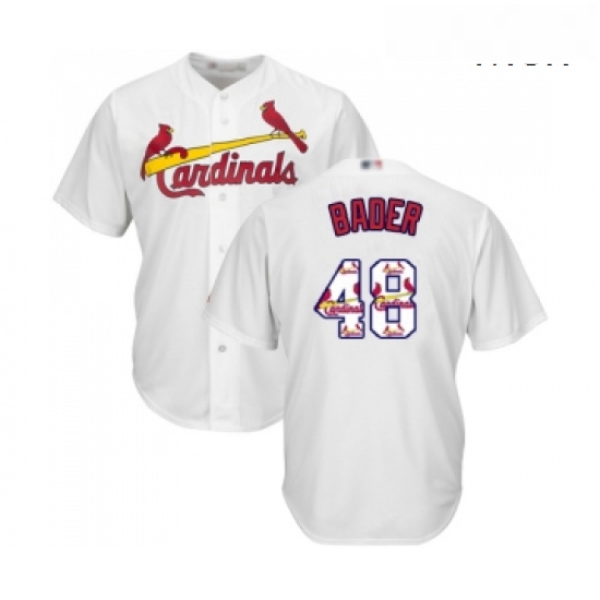 Mens St Louis Cardinals 48 Harrison Bader Authentic White Team Logo Fashion Cool Base Baseball Jerse