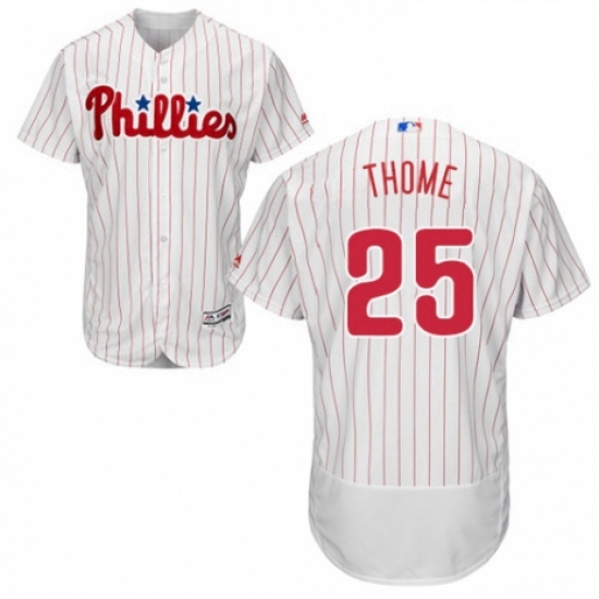 Mens Majestic Philadelphia Phillies 25 Jim Thome White Home Flex Base Authentic Collection MLB Jerse