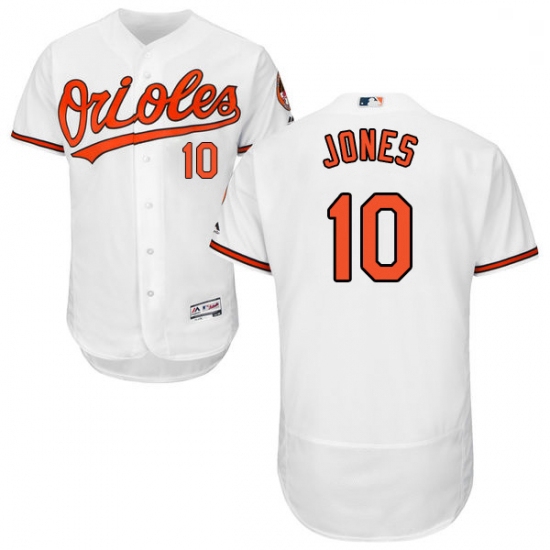 Mens Majestic Baltimore Orioles 10 Adam Jones White Home Flex Base Authentic Collection MLB Jersey