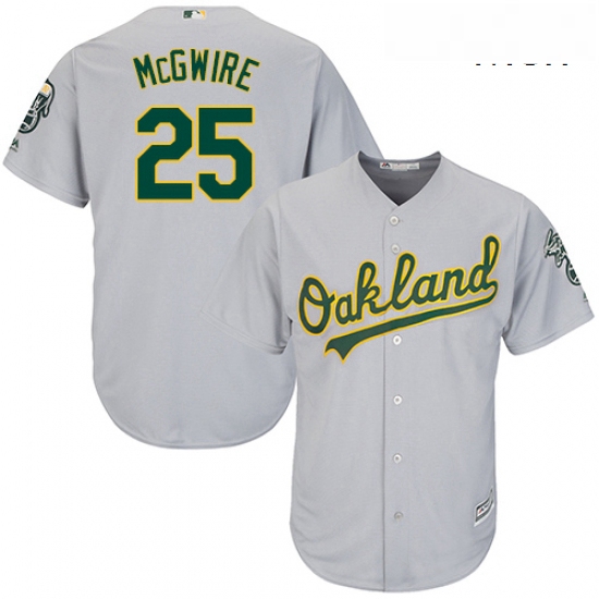 Mens Majestic Oakland Athletics 25 Mark McGwire Replica Grey Road Cool Base MLB Jersey