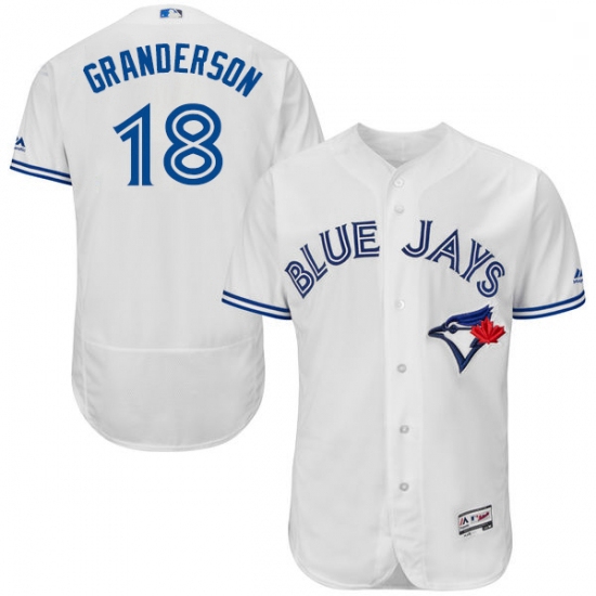 Mens Majestic Toronto Blue Jays 18 Curtis Granderson White Home Flex Base Authentic Collection MLB J