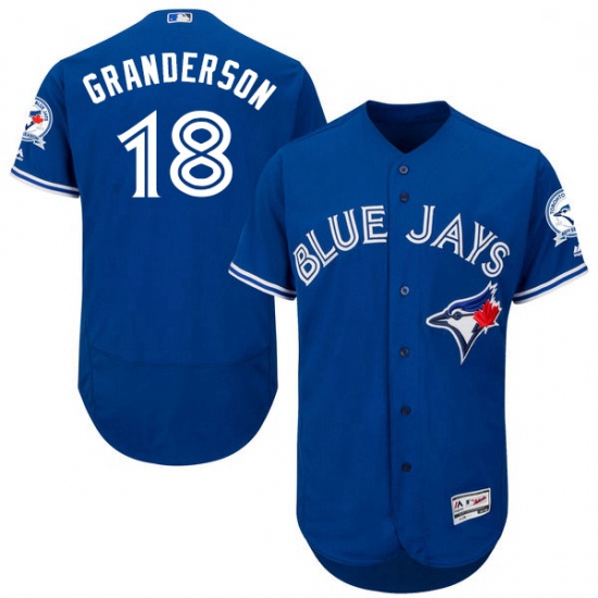 Mens Majestic Toronto Blue Jays 18 Curtis Granderson Royal Blue Alternate Flex Base Authentic Collec