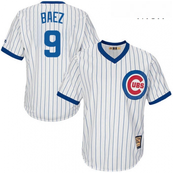 Mens Majestic Chicago Cubs 9 Javier Baez Replica White Home Cooperstown MLB Jersey