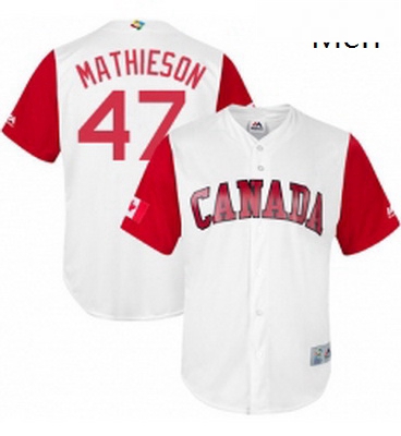 Mens Canada Baseball Majestic 47 Scott Mathieson White 2017 World Baseball Classic Replica Team Jers