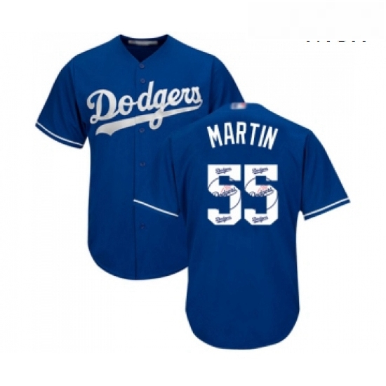 Mens Los Angeles Dodgers 55 Russell Martin Authentic Royal Blue Team Logo Fashion Cool Base Baseball