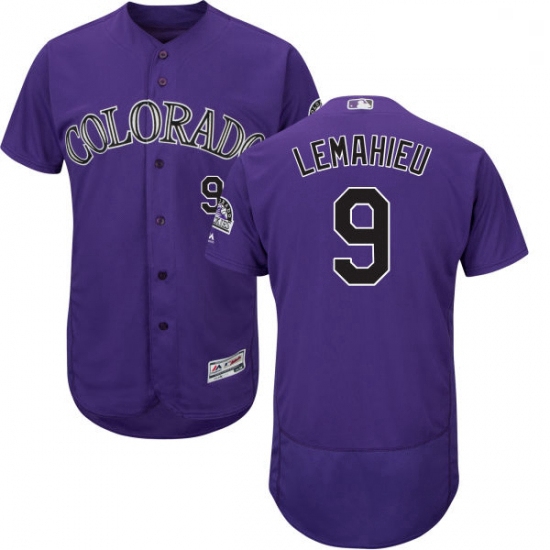 Mens Majestic Colorado Rockies 9 DJ LeMahieu Purple Alternate Flex Base Authentic Collection MLB Jer