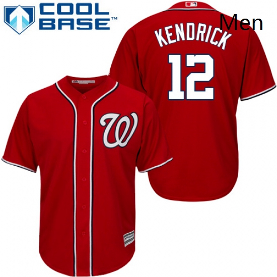 Mens Majestic Washington Nationals 12 Howie Kendrick Replica Red Alternate 1 Cool Base MLB Jersey