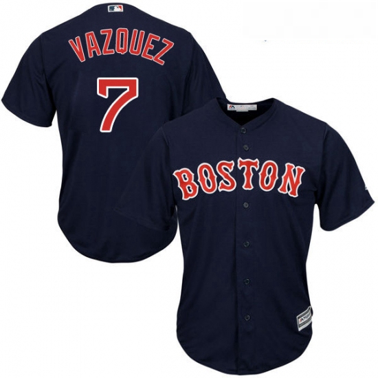 Youth Majestic Boston Red Sox 7 Christian Vazquez Authentic Navy Blue Alternate Road Cool Base MLB J