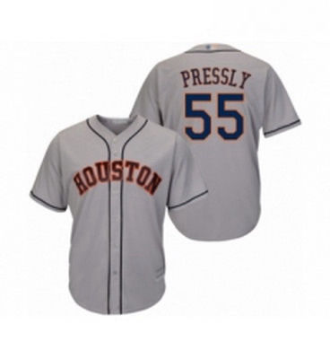 Youth Houston Astros 55 Ryan Pressly Authentic Grey Road Cool Base Baseball Jersey