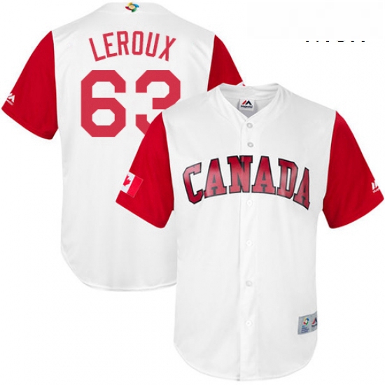 Mens Canada Baseball Majestic 63 Chris Leroux White 2017 World Baseball Classic Replica Team Jersey