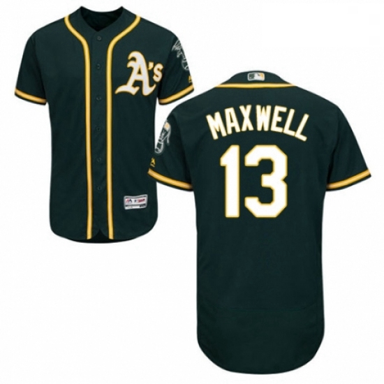 Mens Majestic Oakland Athletics 13 Bruce Maxwell Green Alternate Flex Base Authentic Collection MLB 