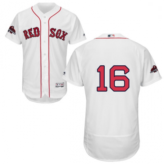 Mens Majestic Boston Red Sox 16 Andrew Benintendi White Home Flex Base Authentic Collection 2018 Wor