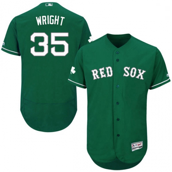 Mens Majestic Boston Red Sox 35 Steven Wright Green Celtic Flexbase Authentic Collection MLB Jersey