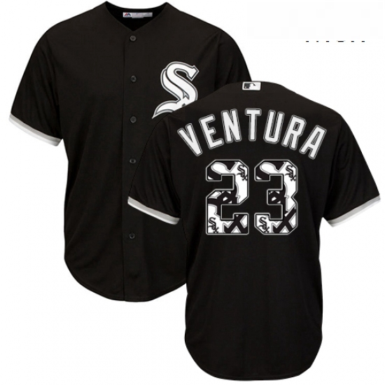 Mens Majestic Chicago White Sox 23 Robin Ventura Authentic Black Team Logo Fashion Cool Base MLB Jer