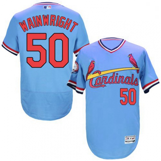 Mens Majestic St Louis Cardinals 50 Adam Wainwright Light Blue FlexBase Authentic Collection MLB Jer