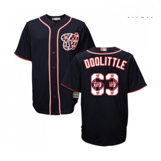 Mens Washington Nationals 63 Sean Doolittle Authentic Navy Blue Team Logo Fashion Cool Base Baseball