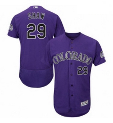 Mens Majestic Colorado Rockies 29 Bryan Shaw Purple Alternate Flex Base Authentic Collection MLB Jer