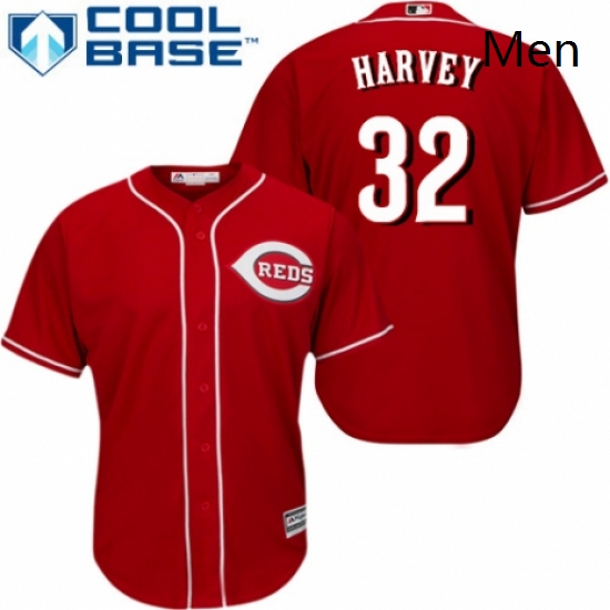 Mens Majestic Cincinnati Reds 32 Matt Harvey Replica Red Alternate Cool Base MLB Jersey